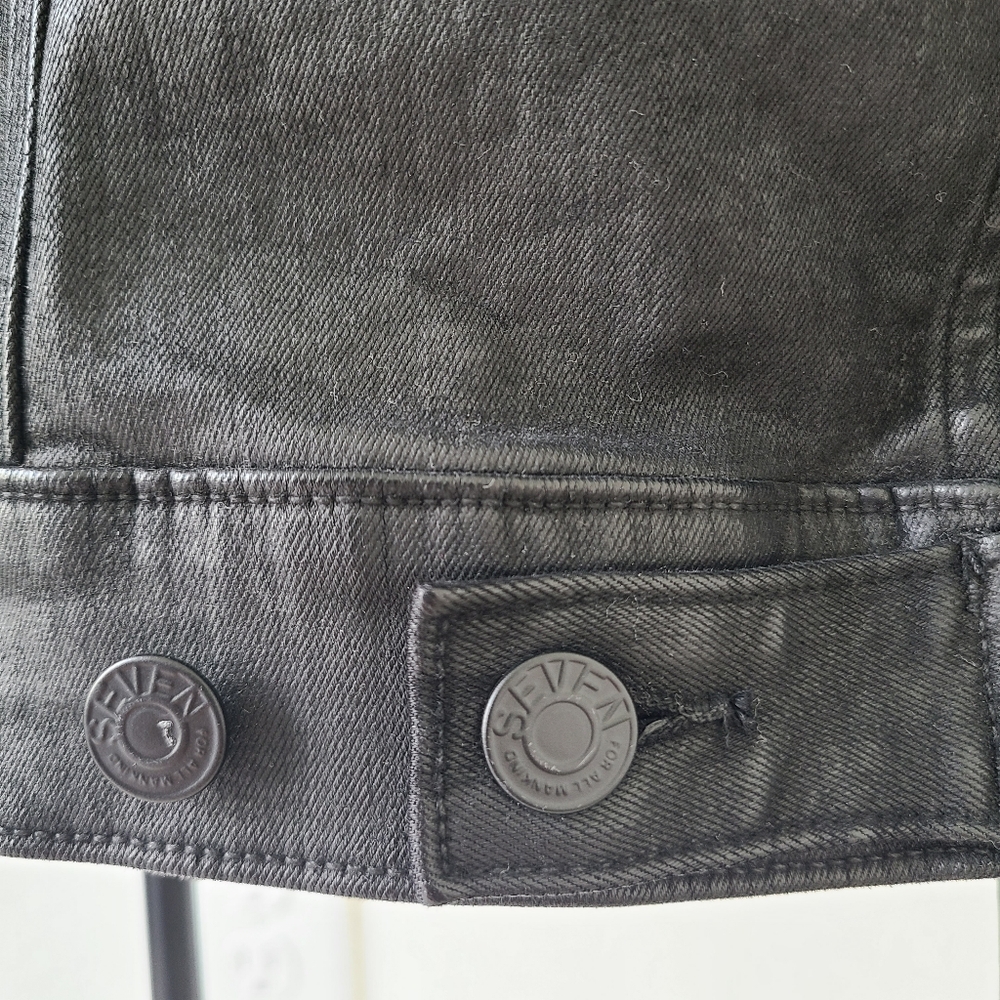 7 For All Mankind - Coated Denim Jacket, Large, Black - Picture 12 of 13